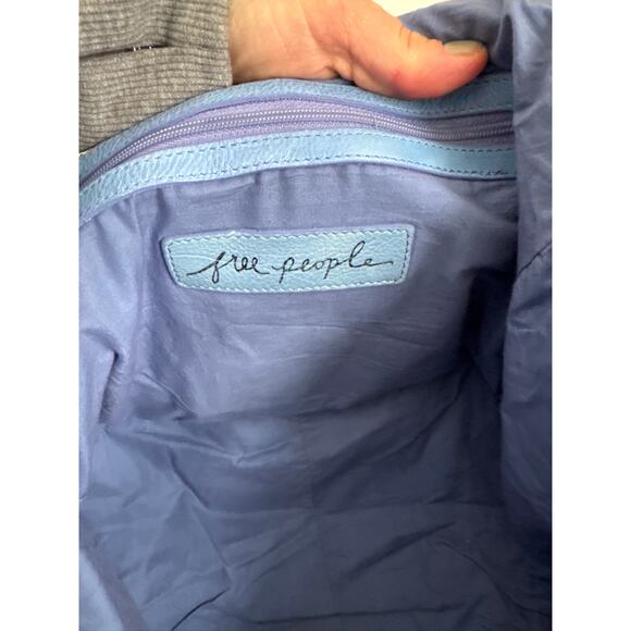 Free People Leslie Leather Boho Hobo Tote Bag in Blue - OS - Picture 4 of 8